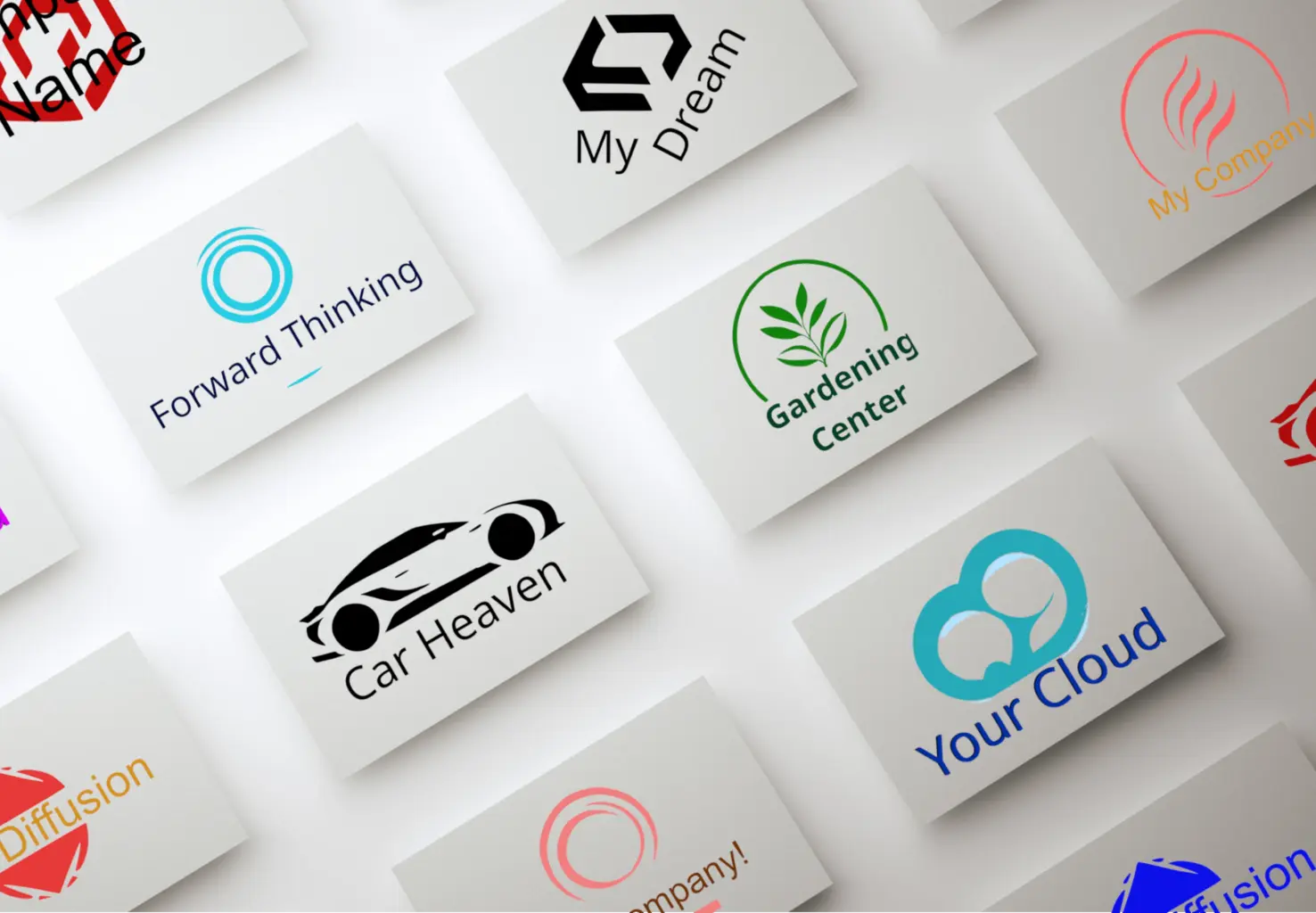 Multiple logos created with Aikiu Studio